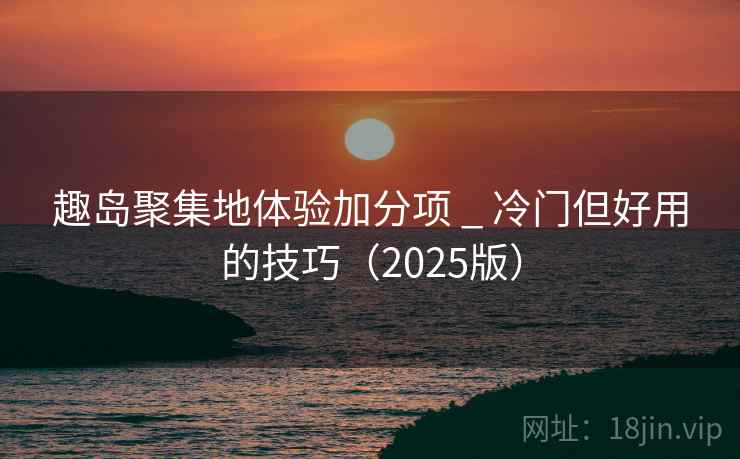 趣岛聚集地体验加分项 _ 冷门但好用的技巧（2025版）